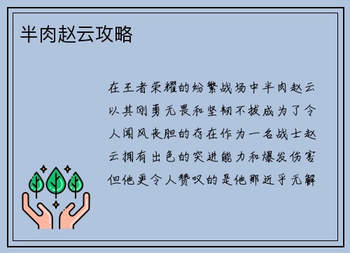 半肉赵云攻略